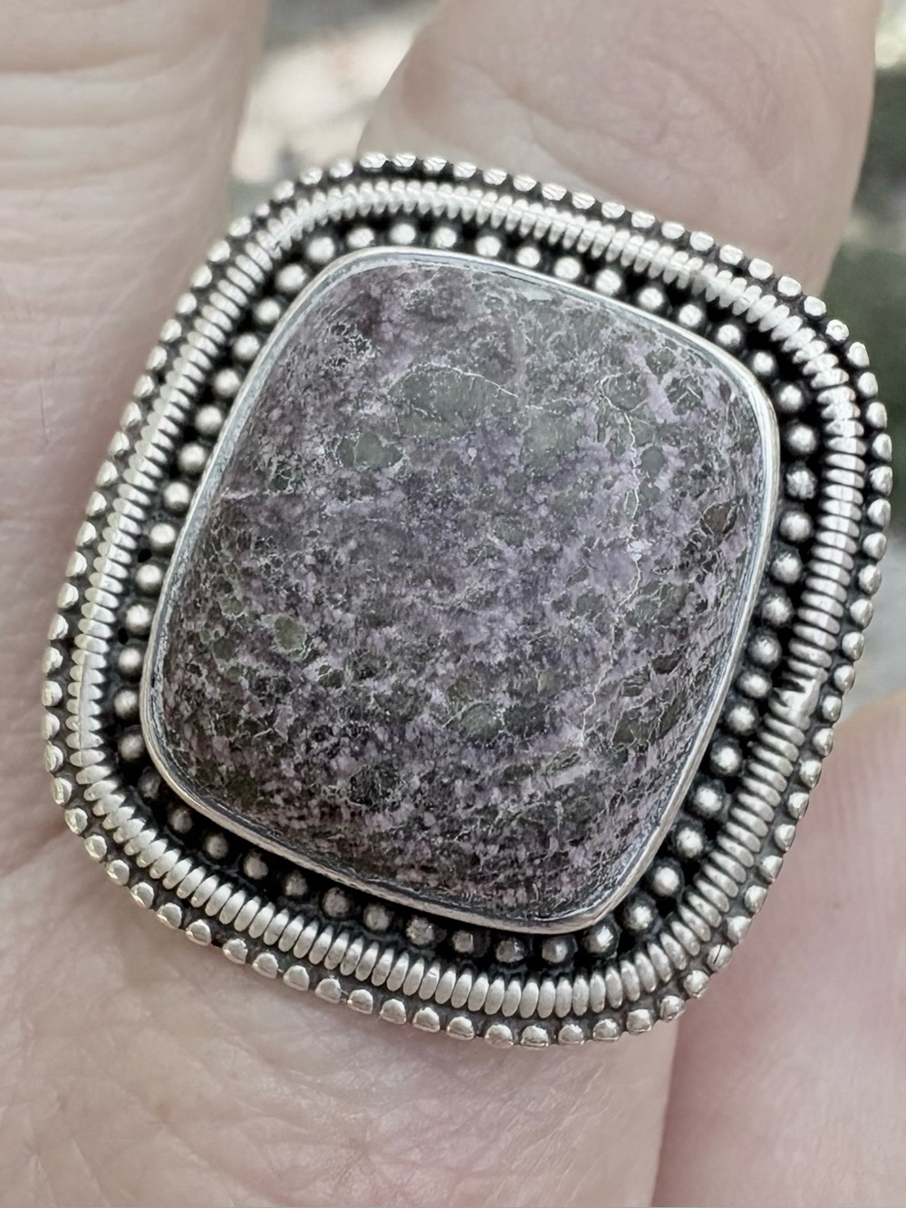 Chic Silver and Purpurite stone Ring 925 sterling silver cocktail vintage ring - Picture 2 of 15